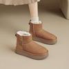 Август женские зимние сапоги 2025 новые зимние плюшевые на платформе уличные хлопковые туфли на одной педали пушистые короткие сапоги