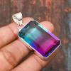 Lovely Bi-Color Tourmaline Gemstone Handmade 925 Sterling Silver Jewelry Pendant