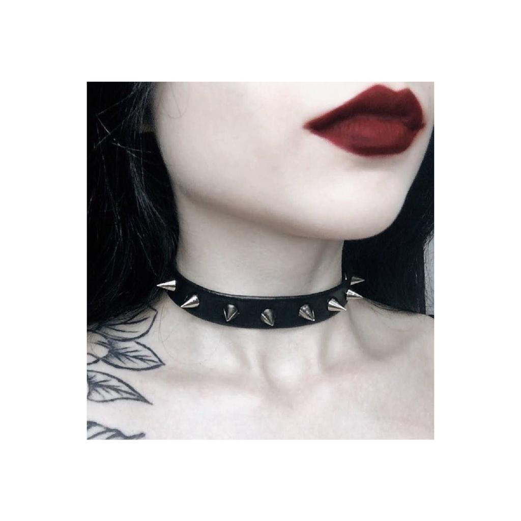 Gothic Punk Short Barbed Faux Leather Collar Necklace Chocker