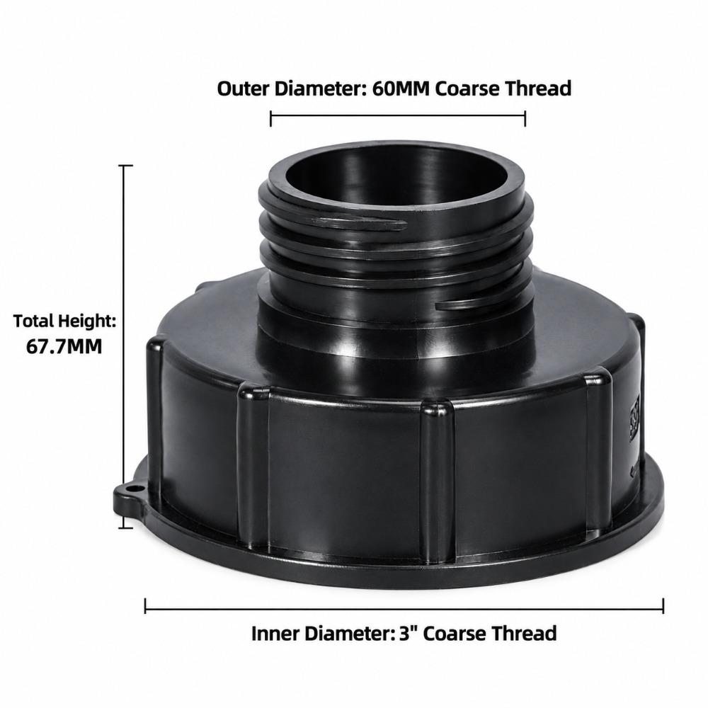 1/2" 3/4" 1" 1.5" 2" Thread Connector Black Barrel Connector IBC Tank Adapter For IBC Water Tank