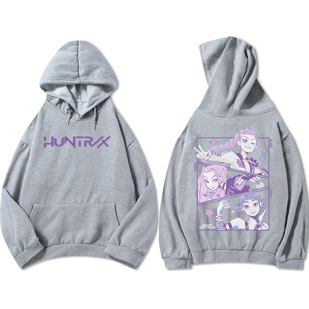 Men Women KPop Demon Hunters Graphic Hoodies Sweatshirts Fleece Warm Hooded Pullovers Long Sleeves Fleece Oversized Street Wear