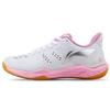 Li Ning Cool Shark EVA Rubber Cushioning Shock Absorption Breathable Wear-Resistant Non-Slip Low-Top Badminton Shoes Women Shoes Pink White AYAR034-2
