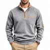 Men’s Fleece-Lined Stand-Up Collar Sweatshirt with Cationic Half-Zip and Colour-Blocking for Autumn/Winter
