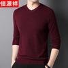 Hengyuanxiang Men's V-Neck Thick Wool Blend Pullover Sweater