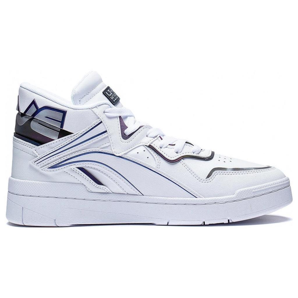 Li Ning Mid Prm Кожаные Нескользящие, Износостойкие, Легкие Высокие Кеды для Скейтбординга Мужские Стандартные Белые AGCS151-1