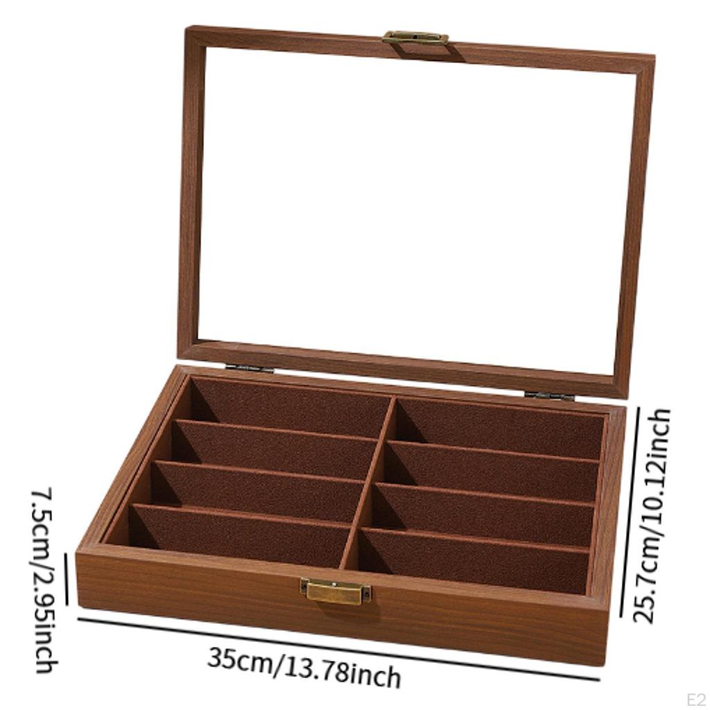 8 Grids Sunglasses Storage Box Glasses Case Collection Wooden Home Gadget Dustproof Transparent