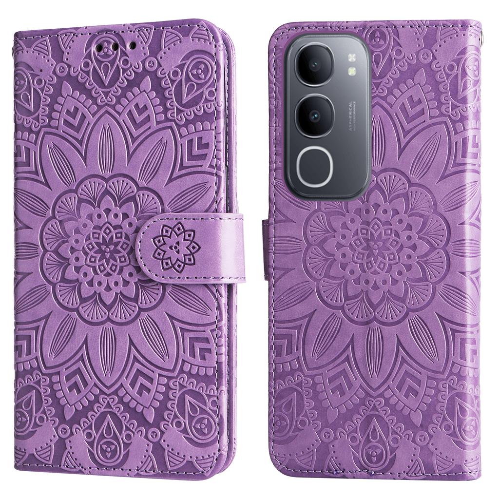 For vivo Y50 Case Sunflower Imprint Leather Wallet Phone Cover