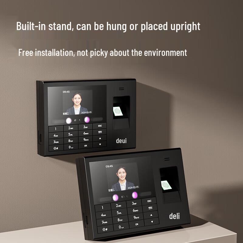 Deli Facial Recognition and Fingerprint Time Clock CN plug (adapter included)