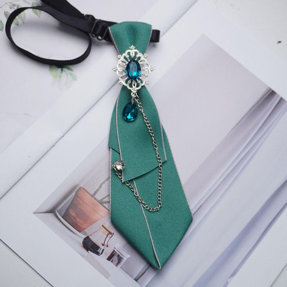 Crystal Bow Tie Choker Shirt Tie Y2K Pre-tied Tie Women