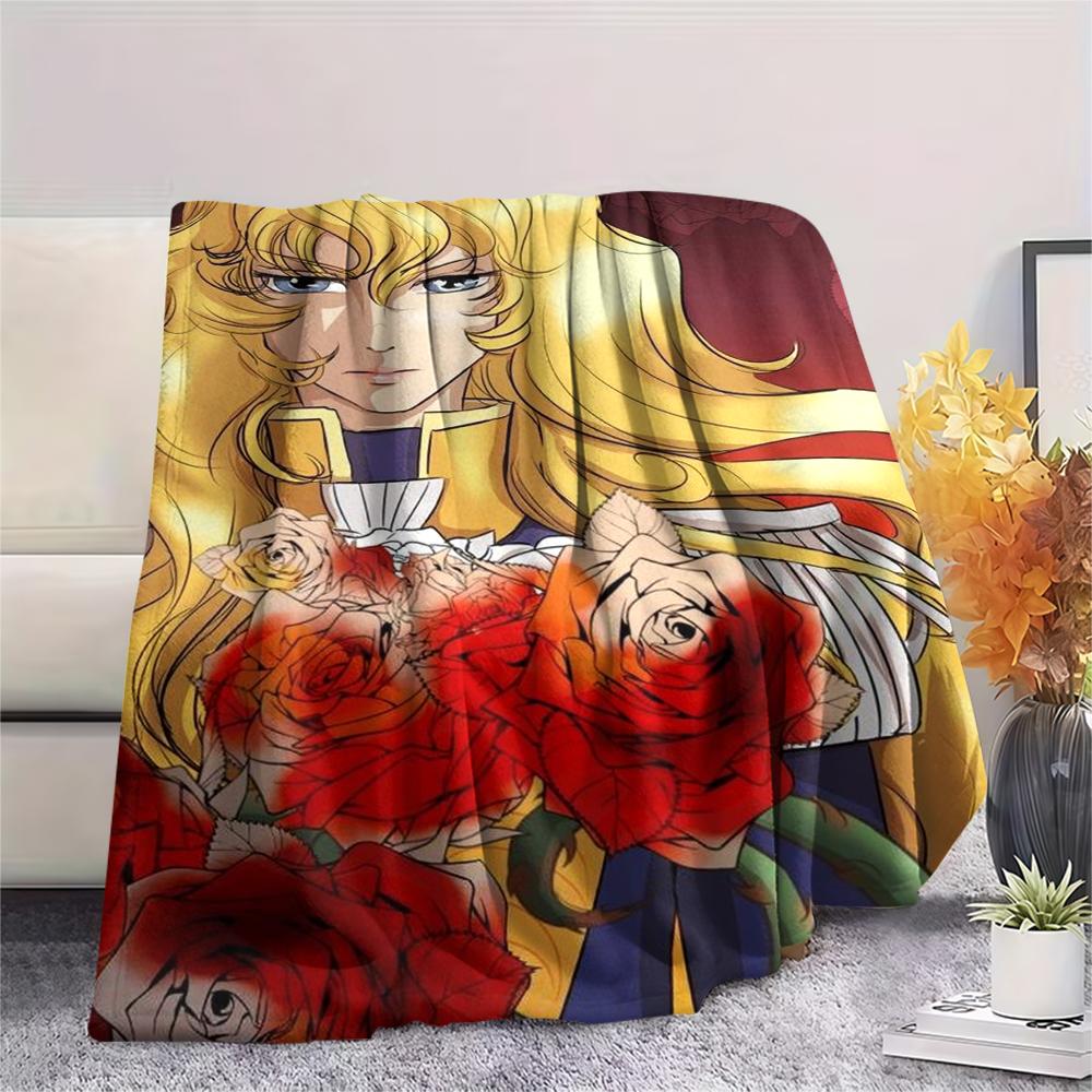 1PC Versailles Rose Print Flannel Blanket, High quality Comfortable for All Seasons, Home Decor, Warmth and Comfort, Perfect for Christmas Gifts237