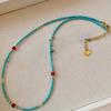 Optimize Turquoise Glass Beads Beaded Necklace Exquisite Fashion Versatile High Sense Temperament Niche Design Personalized Items