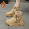 Зимние ботинки на толстой подошве, Новая женская обувь, Хлопковая обувь на флисе, Повседневные хлопковые ботинки-дутики