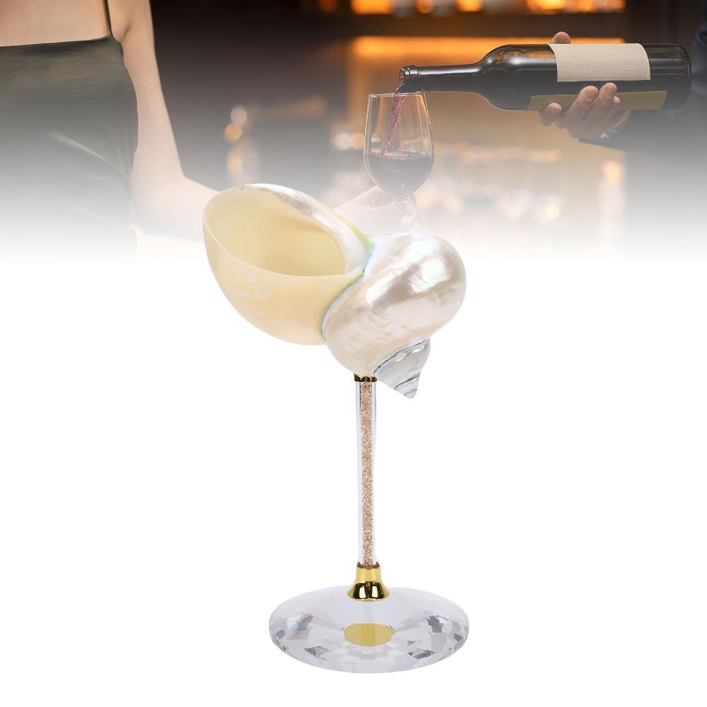 Crystal Base Conch Shell Wine Glass Polished Seashell Cocktail Glass Anniversary