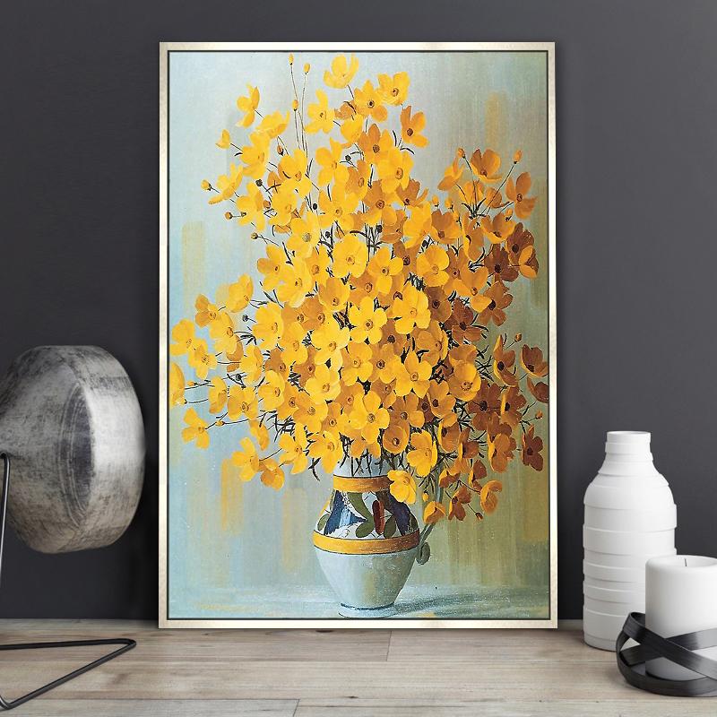 Абстрактные цветы, картина маслом, холст, постеры и принты, красные, желтые, белые картинки для гостиной, домашний декор, настенное искусство Cuadros
