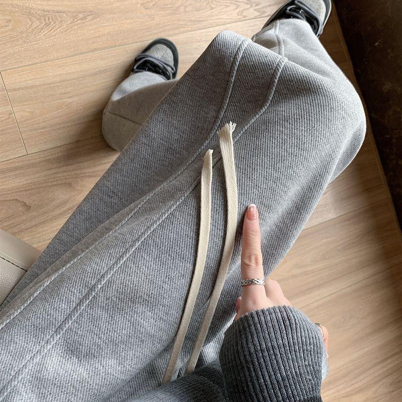 Простые спортивные брюки для женщин на весну и осень, с высокой посадкой, драпирующиеся, свободные, прямые, повседневные спортивные штаны, широкие брюки-бананы