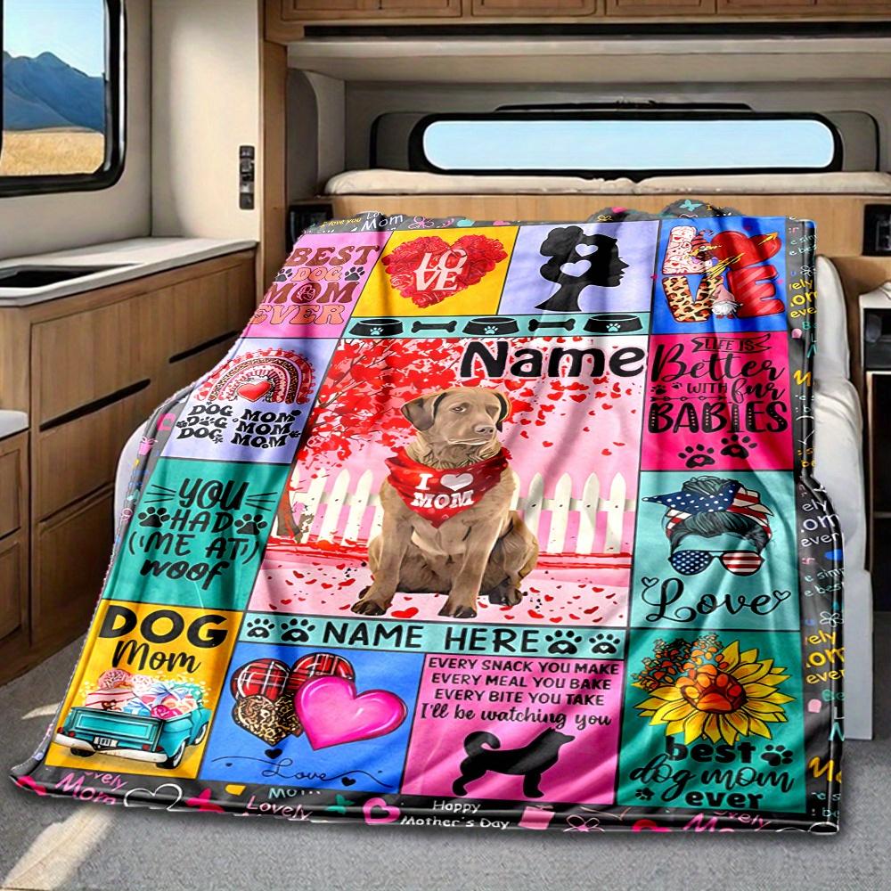 Dog Mom Blanket Personalized Name Soft Comfortable Stylish Blanket Car Blanket Perfect For Travel Camping Outdoor Home Suitable For All Seasons