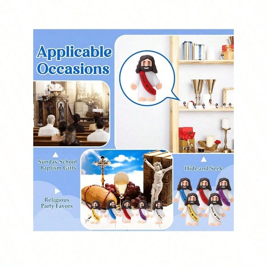 5/10 шт. Мини-кукла Иисуса, Иисус любит тебя, Игрушки Иисуса, Маленькая кукла Иисуса, Прятки, Сувениры для воскресной вечеринки, Подарки, Случайные цвета, Миниатюрный Иисус, Христианские игрушки