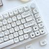 MAIMOOO Русские Колпачки Клавиш Молочно-Белый Котёнок Раскладка Azerty Французская Индивидуальные Колпачки Клавиш Клавиатуры Милый Котёнок Линии Простой Белый 126 Клавиш