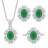Huayue Jewelry Set S Silver Needle Earrings Necklace Simulation Paraiba Emerald Female