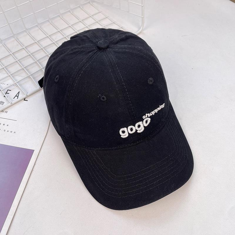 Simple Letter Soft Top Big Head Circumference Cap Female American Casual Couple Travel Visor Showing Face Small Baseball Cap