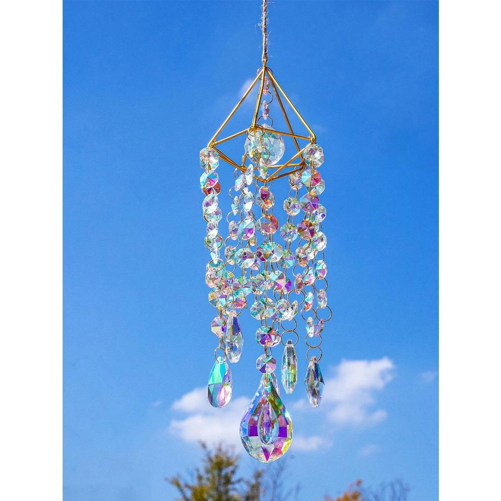 1pc Light Fantasy Crystal Wind Chime Hanging Window Patio Aerial Hanging Suncatcher Rainbow Gift