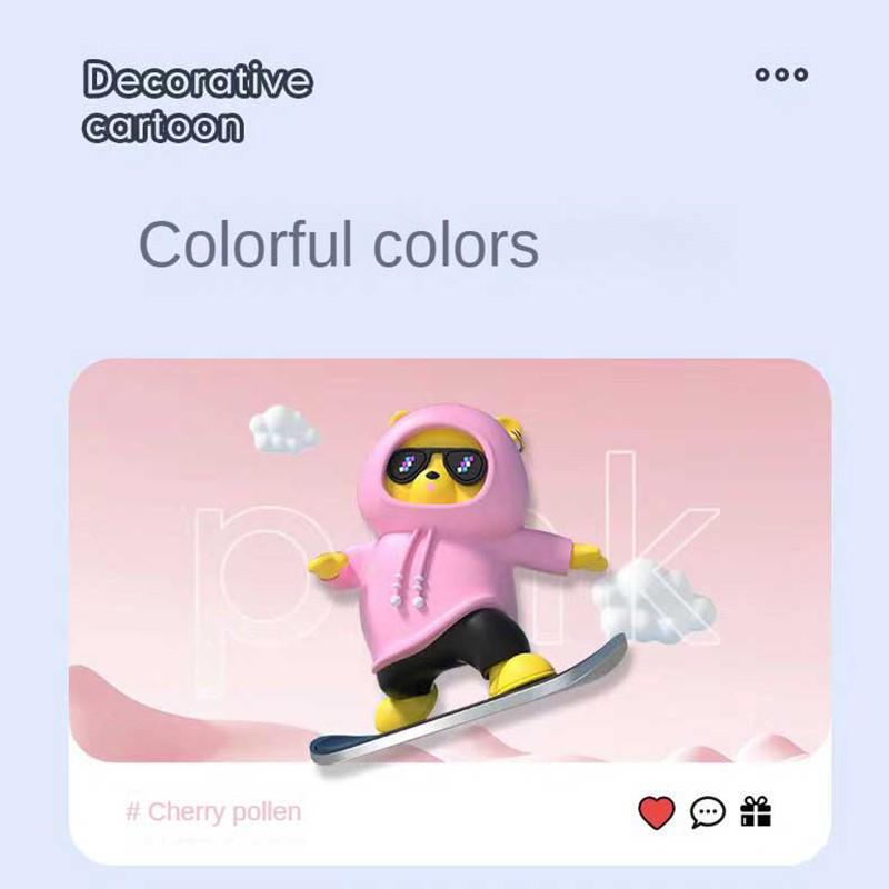 Приборная панель автомобиля украшения скейтборд медведь раздвижной медведь движущийся медведь креативный автомобиль мультяшное украшение интерьера