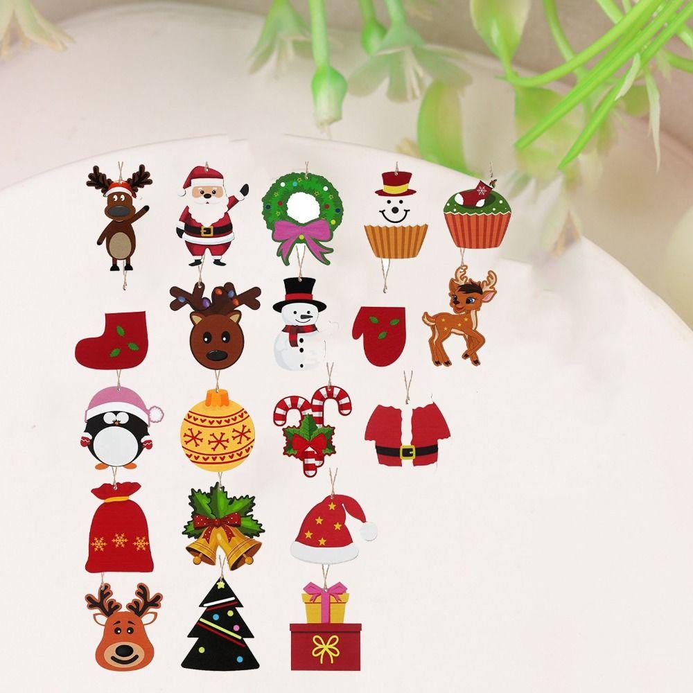 20/40pcs Delicate Christmas Tree Pendant Wood Hanging Ornament Crafts Christmas Decoration Party