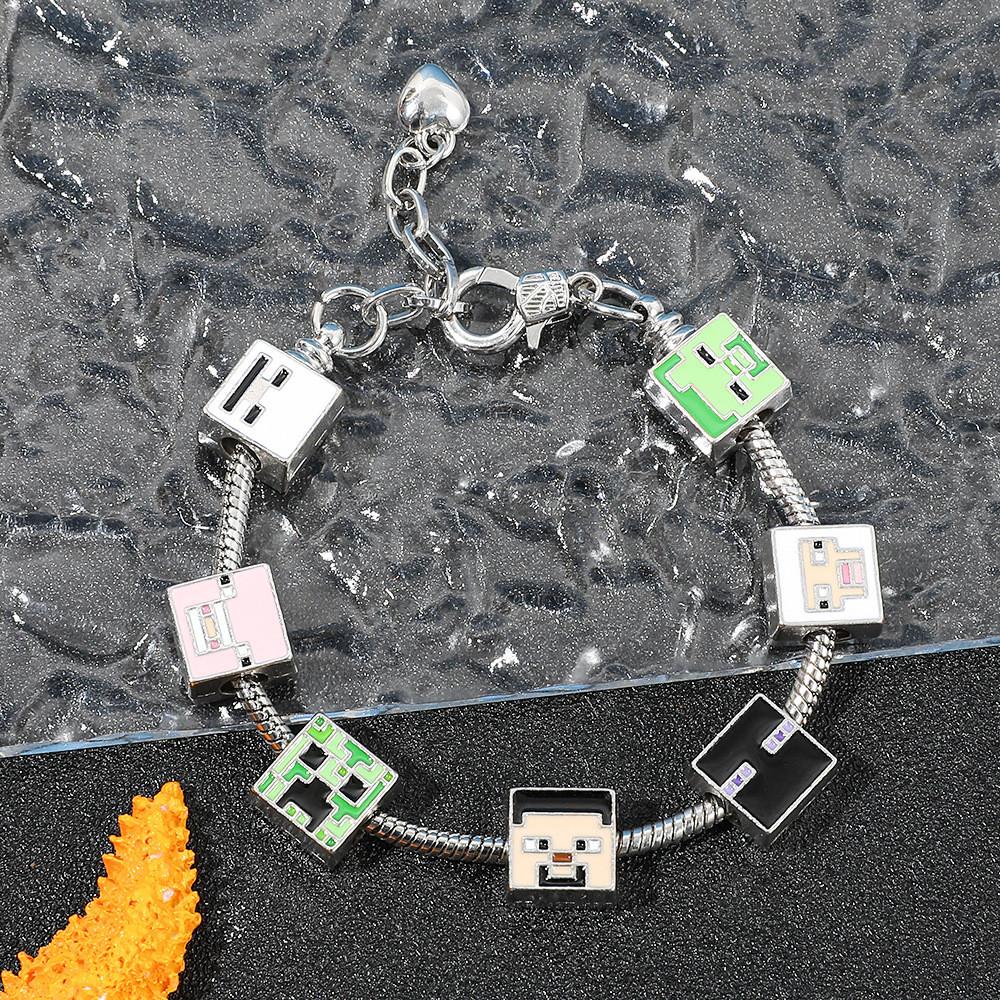 Браслет-шарм в стиле мультфильма Minecraft для девочек с бусинами из сплава DIY Ювелирное изделие Подарок