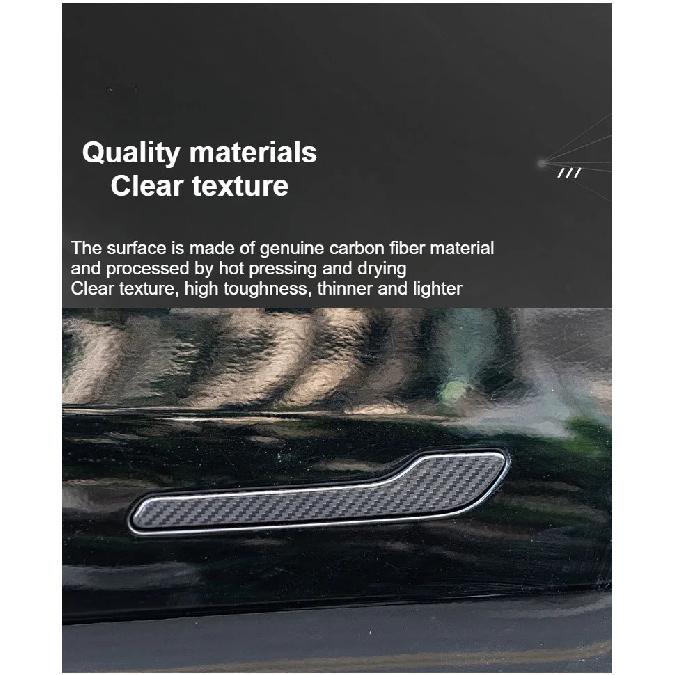 For Tesla Model Y LAUNCH/Juniper/3/3+ Highland 2025 Door Handle Sticker Trim Cover 100% Real Carbon Fiber Decoration