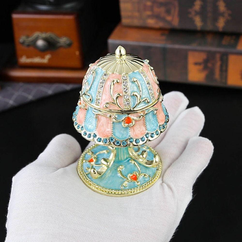 Luxury Enamel Enamel Jewelry Box Metal Diamond Crystal Rhinestones Home Storage Ornament Hand-Painted Enamel Exquisite Design