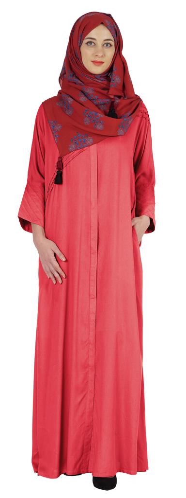 Bimba Islamic Clothes For Women Long Prayer Robe Maxi W Printed Hijab Rayon Abaya Front Button Muslim