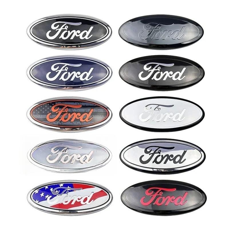 15X6.3CM Alloy Car Front Cover Badge Sticker for Ford Kuga Transit Ecosport Fiesta Focus Ranger Mondeo Edge Trunk Emblem Decal CVV1