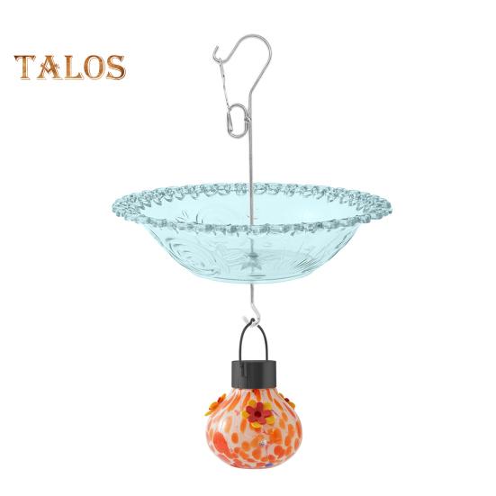 Подвесная кормушка для птиц, солнечная кормушка для колибри, чаша для кормления птиц с лампочкой для кормления водой, освещенная кормушка для птиц для украшения сада и крыльца на открытом воздухе