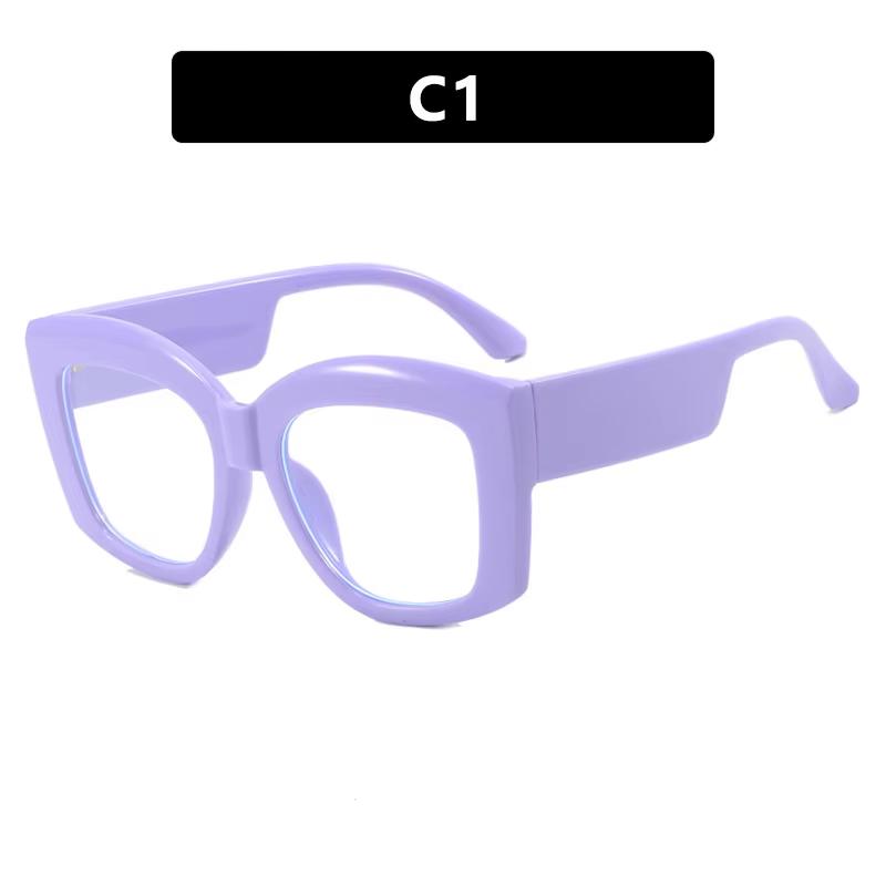 Fashion New Versatile Concave Style Trendy Women's Flat Mirror Square Wide Leg Retro Casual Eyeglass Frame