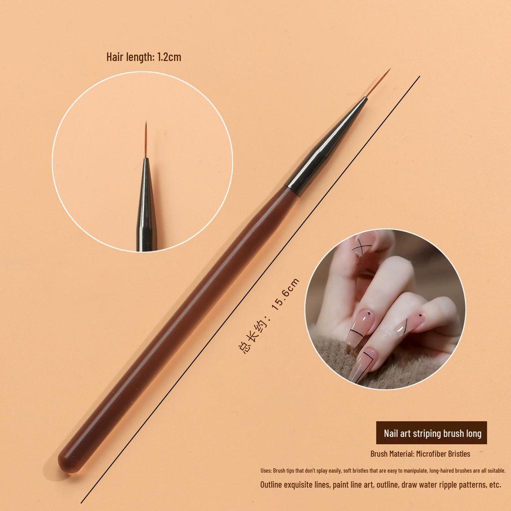 Набор двухсторонних кистей для нейл-арта: Акриловая подставка для ручек, ручки для линейного рисунка и градиента