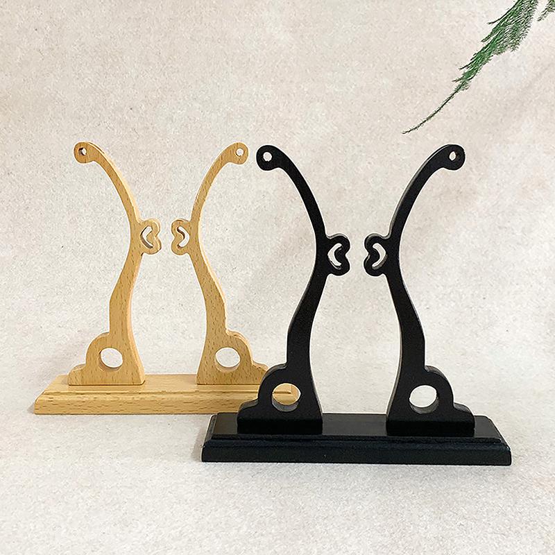 Chinese Style Vintage Art Folding Fan Stand Display Base Hand Fan Support Holder Home Office Table Decor