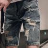 Summer Men's Short  Fashion Casual Slim Distressed Denim Shorts