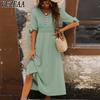 Женские модные летние весенние однотонные повседневные платья с v-образным вырезом и короткими рукавами и высокой талией