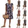 Женское повседневное и модное платье с принтом, свободное платье с коротким рукавом