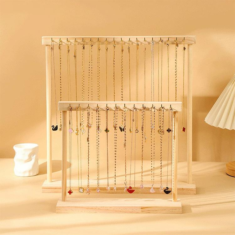 Jewelry Organizer Display Stand Wood Necklace Hanging Countertop Rack for Chains Earrings Bracelets Showcase Storage Rack