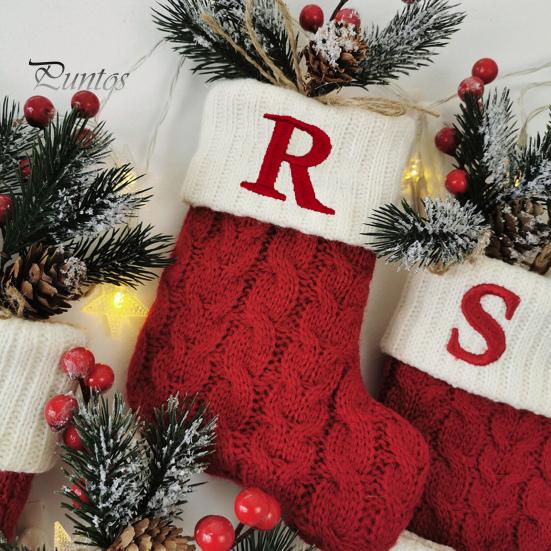 Рождественский носок с ремешком, большая емкость, насыщенный цвет, классический дизайн с буквами, чулок, подвесное украшение