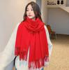 Warm Scarf Thickened And Lengthened Shawl Solid Color Red Scarf Free Design Printing Batch