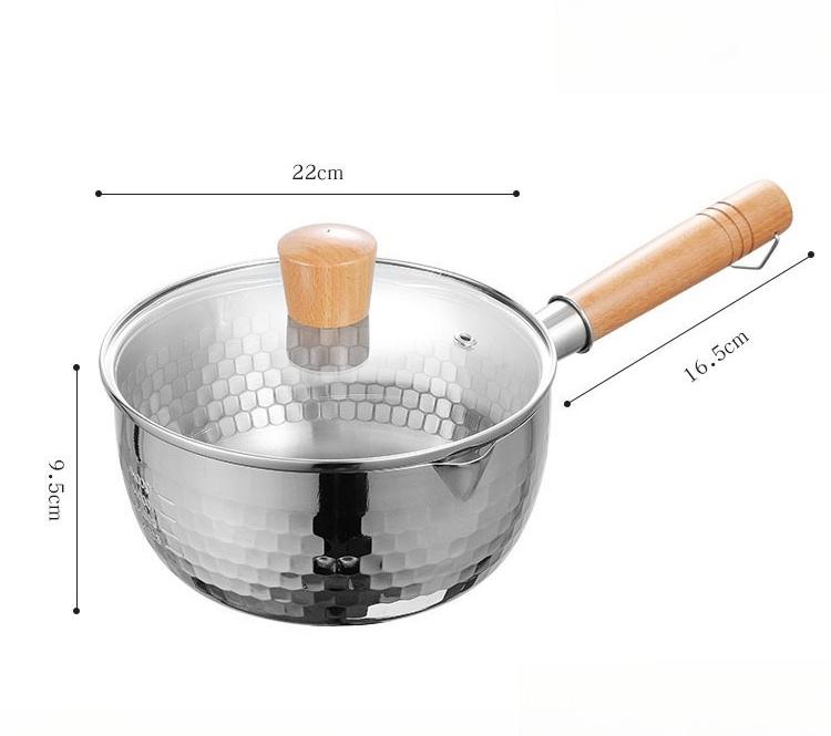 Stainless Steel Yukihira Pan Yukihira Saucepan with Lid Yukihira Pot with Hook Japanese Milk Pot Sauce Pot Cooking Pot