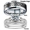 Charm Couple Rings Romantic Women Rhinestones CZ Rings Set Trendy Men Stainless Steel Rings Wedding Band Jewelry For Lover Gifts