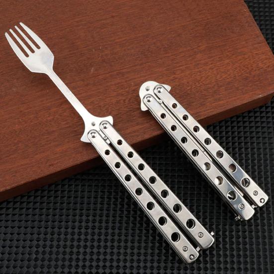 Набор вилок и ложек-бабочка из нержавеющей стали, складные ложки и вилки-бабочки, набор столовых приборов для путешествий, кемпинга, охоты, барбекю, кухни