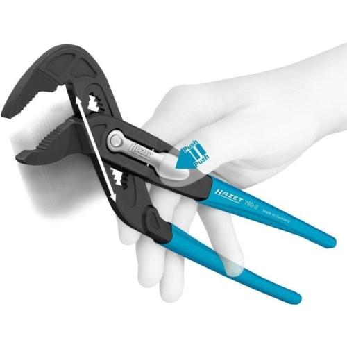 Hazet 760-2 Water Pump Pliers, Grip Pliers, Plumbing Tool, Quick Adjustment, Large Diameter, Maximum Opening Width 50mm, Total Length 260mm, Professio