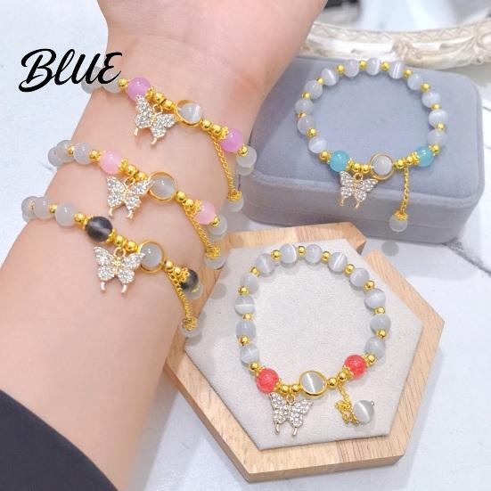 Birthday Gift Bracelet Women with Elastic Cord Butterfly Pendant Tassel