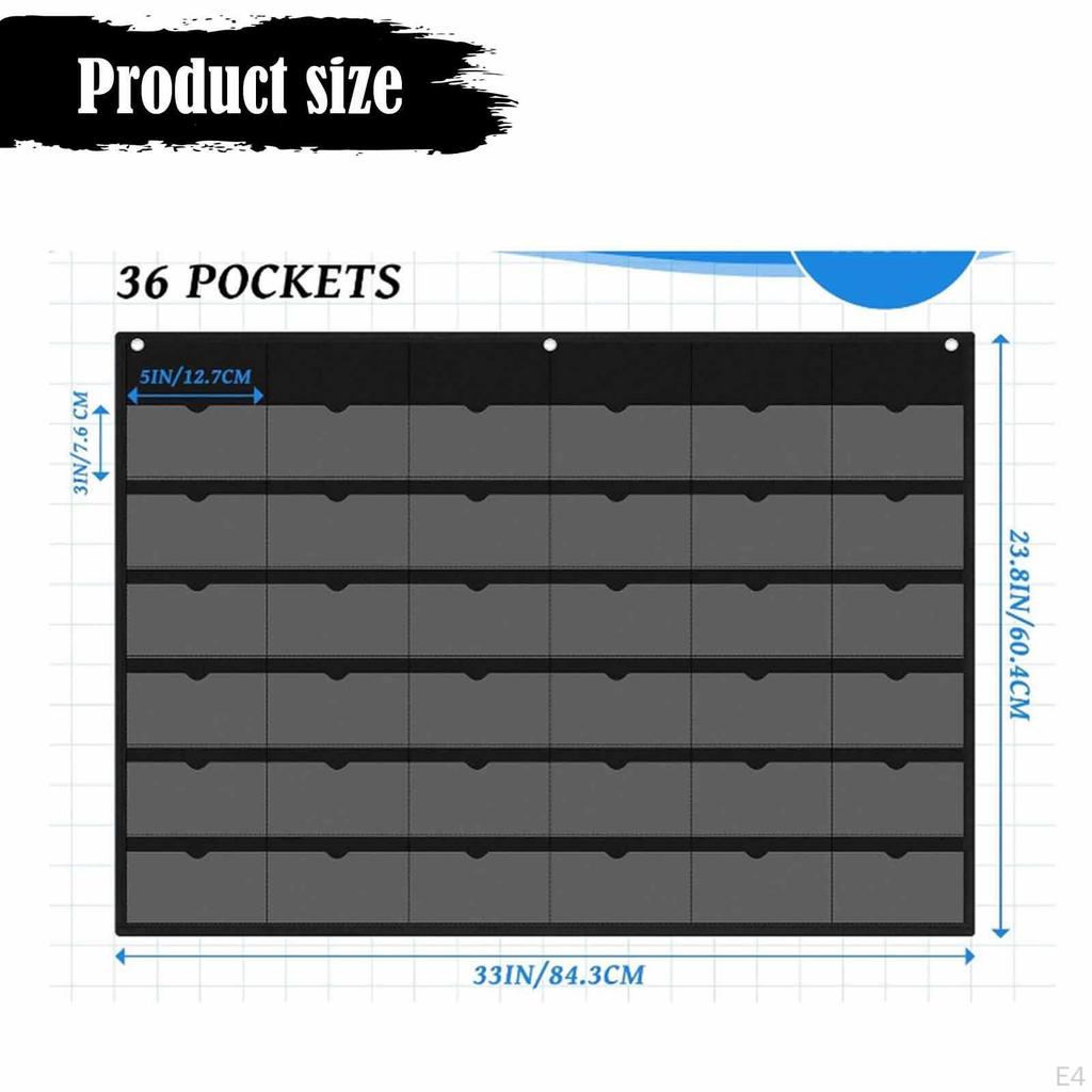 Pocket Chart Hanging 36 Card Slots Oxford Cloth Calculator Holder Storage Organizer for Classroom
