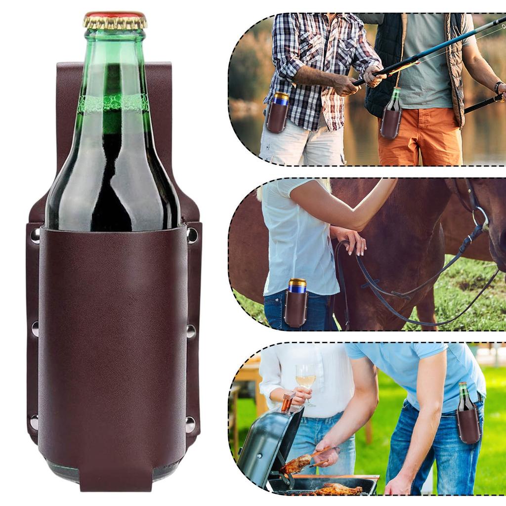 Waist-hanging Leather Beer Bottle Protective Cover Creative Portable Mountaineering Outdoor Can Leather Cup Sleeve Waist Bag