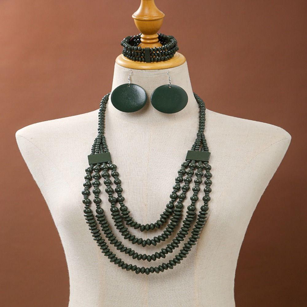 Handmade Vintage Boho Bib Beads Colorful Geometric Beaded Necklace  Bridal Jewelry